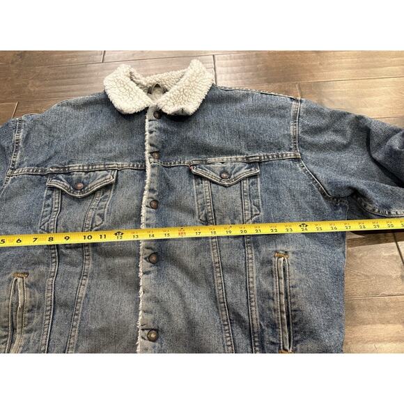 Vtg Levi's Authentic Mens Blue Sherpa Lined Denim Jacket Size XL Made In USA - Picture 9 of 10